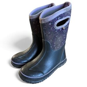 BOGS Classic Freck Insulated Waterproof Winter Snow Boots Black Purple Kids 3